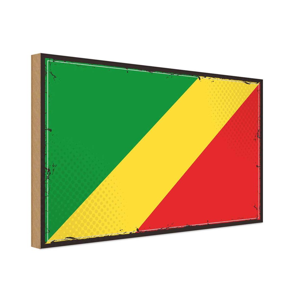 Holzschild 12x18 cm Kongo the Congo Flagge Fahne Wappen