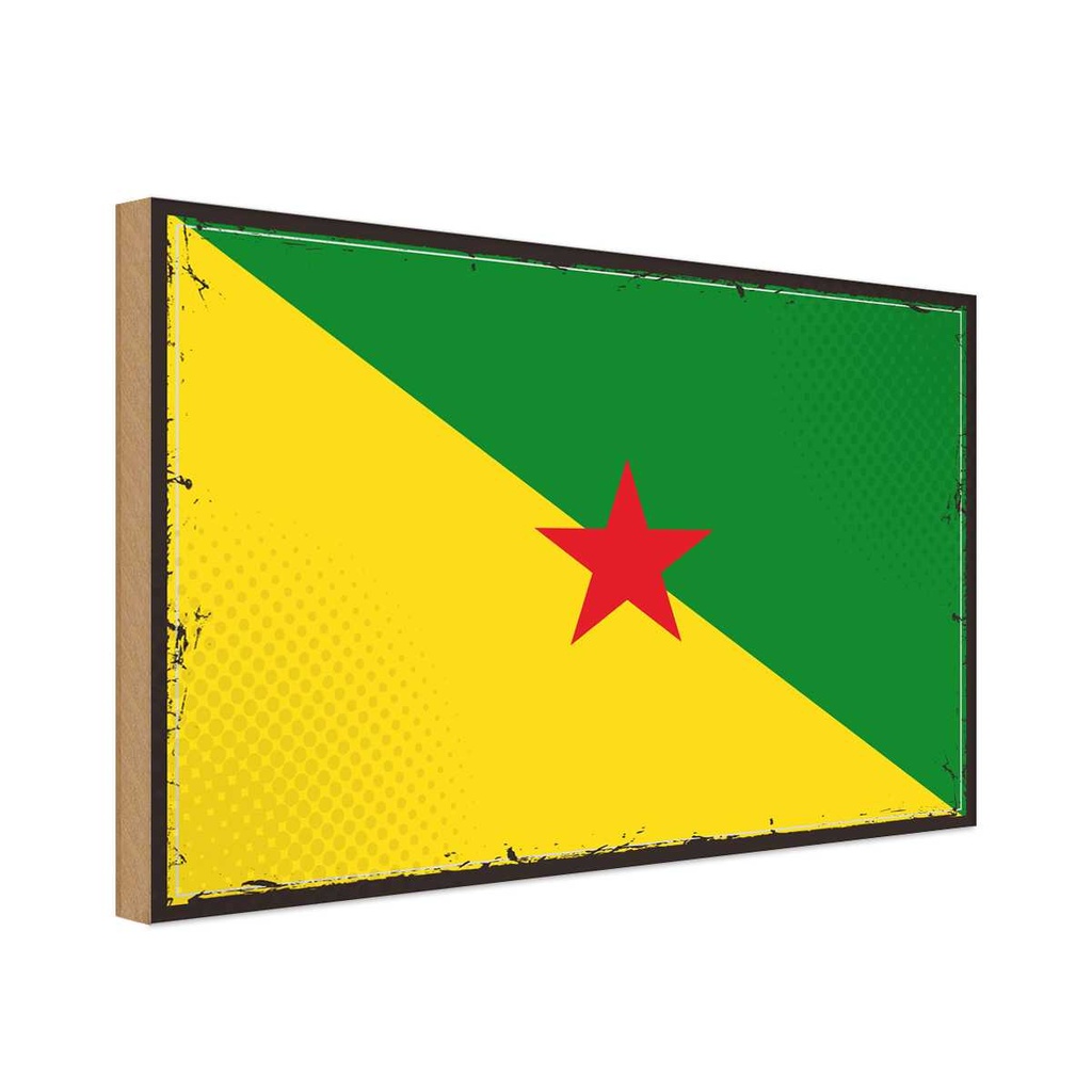 Holzschild 12x18 cm Französisch?Guayanas Flagge Fahne Wappen