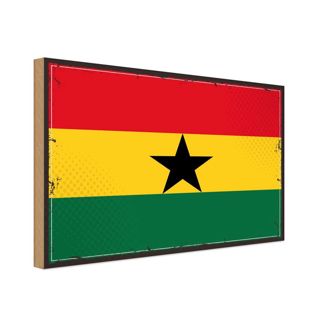 Holzschild 12x18 cm Ghanas Ghana Flagge Fahne Wappen