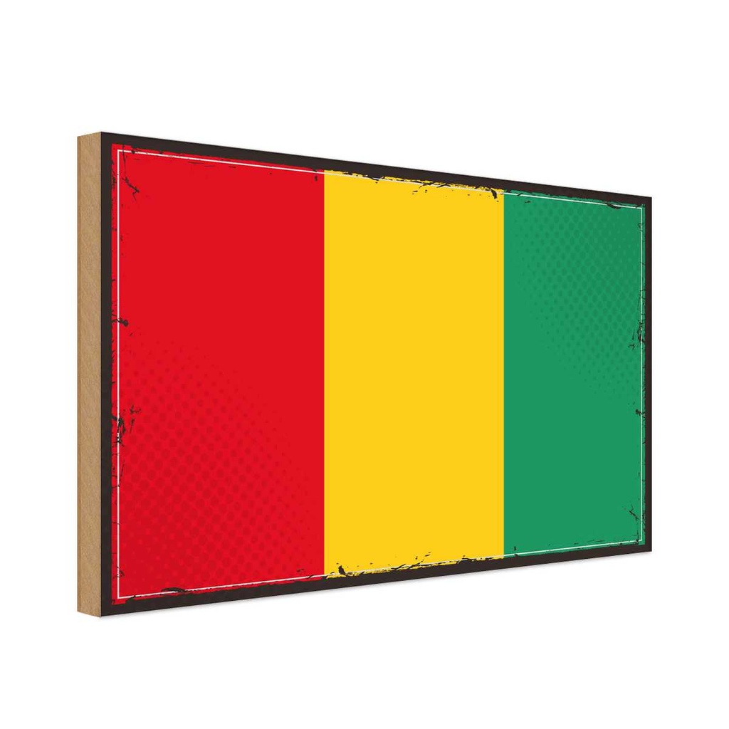 Holzschild 12x18 cm Guineas Guinea Flagge Fahne Wappen
