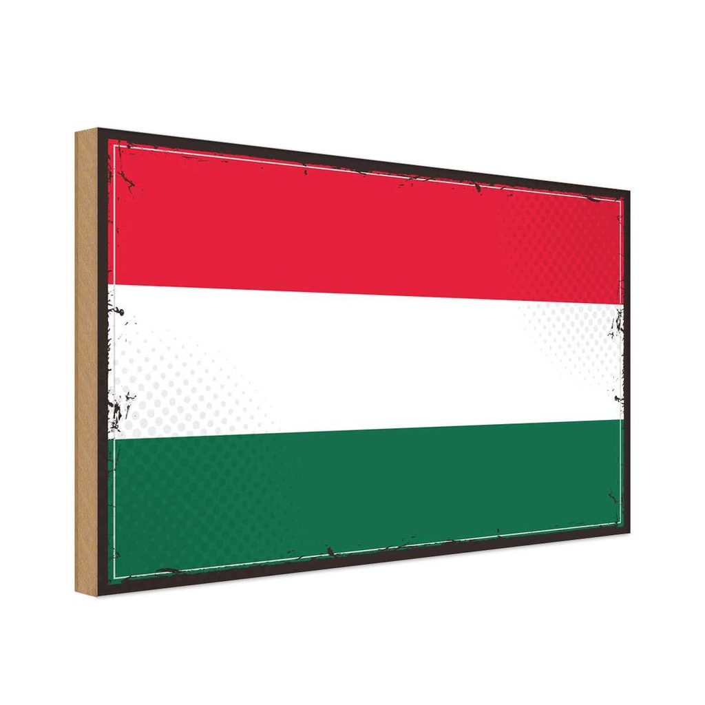 Holzschild 12x18 cm Ungarns Hungary Flagge Fahne Wappen