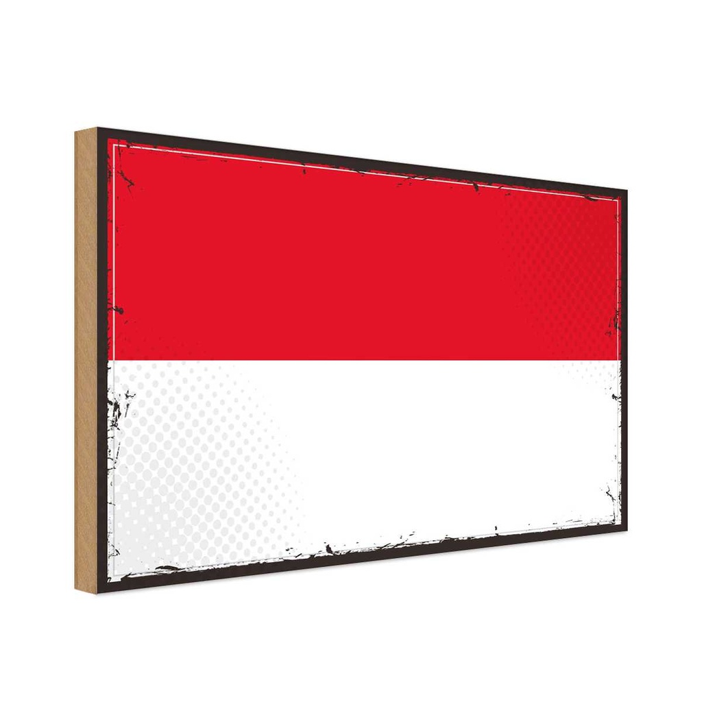 Holzschild 12x18 cm Indonesiens Indonesia Flagge Fahne Wappen