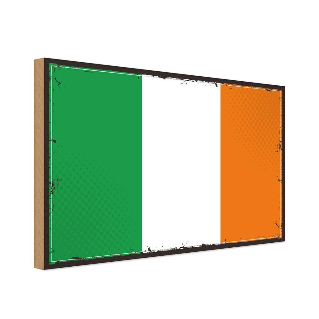 Holzschild 12x18 cm Irlands Ireland Flagge Fahne Wappen