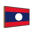 Holzschild 12x18 cm Laos Flagge Fahne Wappen