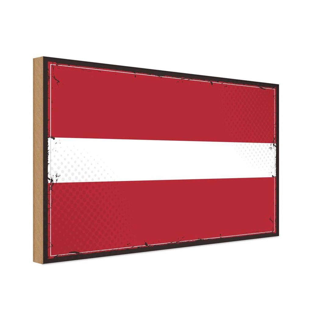 Holzschild 12x18 cm Lettlands Latvia Flagge Fahne Wappen