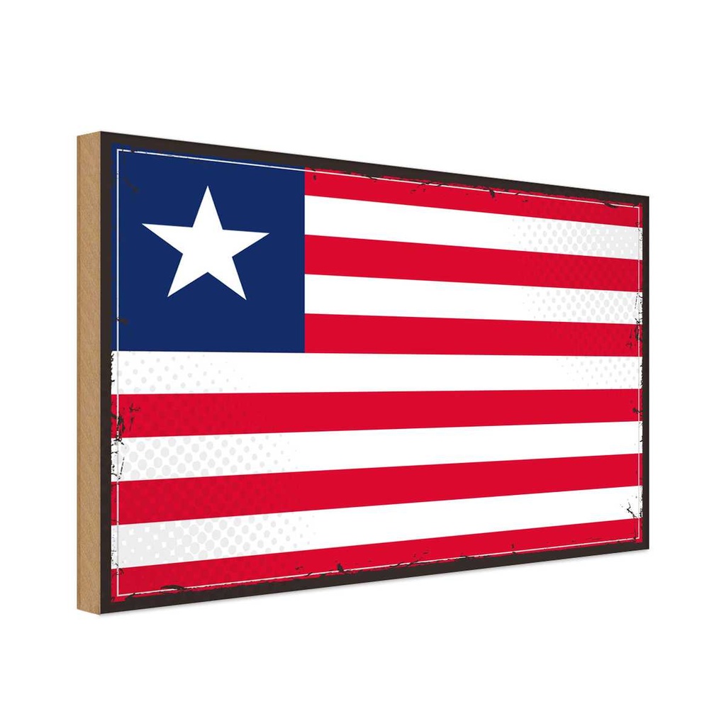 Holzschild 12x18 cm Liberias Liberia Flagge Fahne Wappen