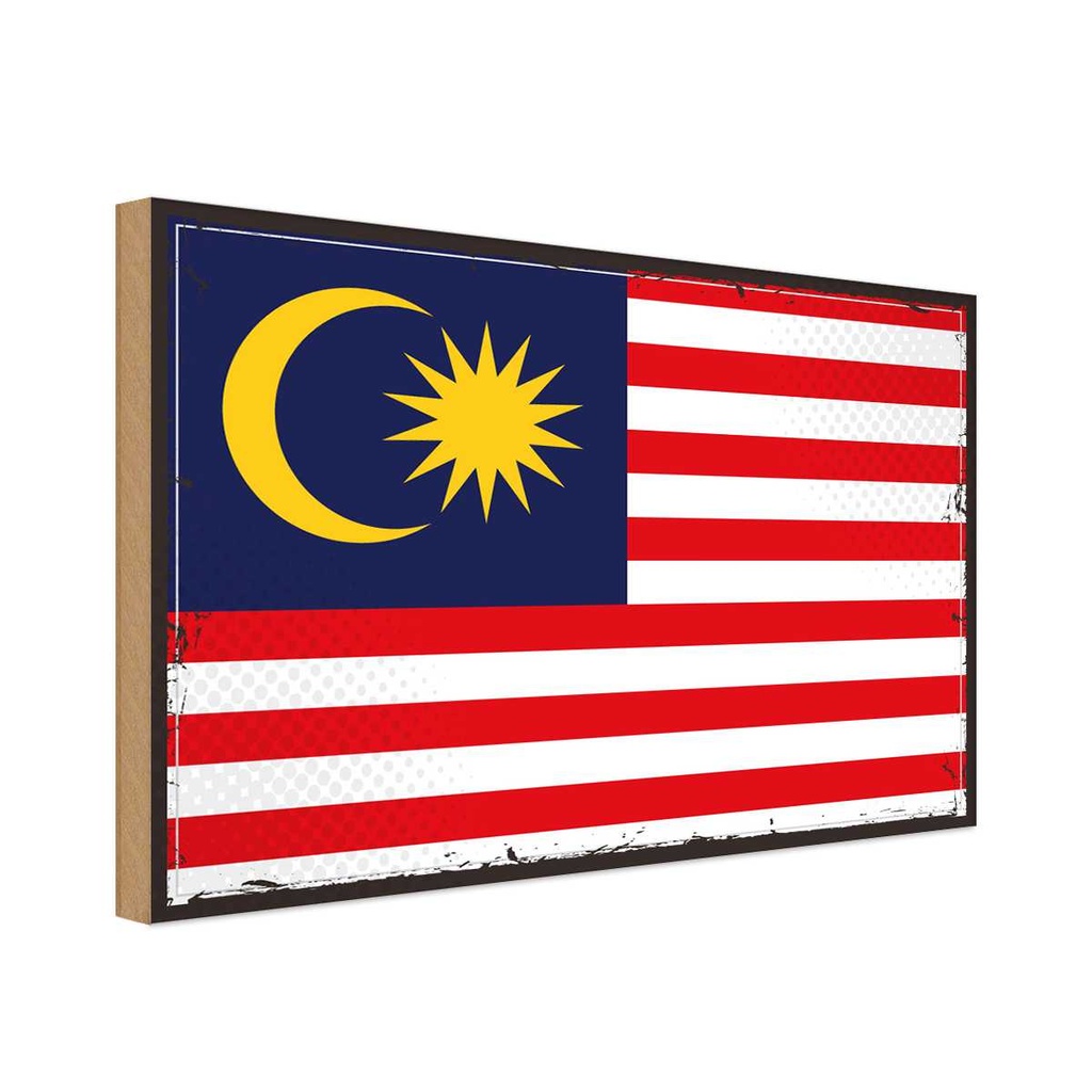 Holzschild 12x18 cm Malaysias Malaysia Flagge Fahne Wappen