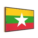 Holzschild 12x18 cm Myanmars Myanmar Flagge Fahne Wappen