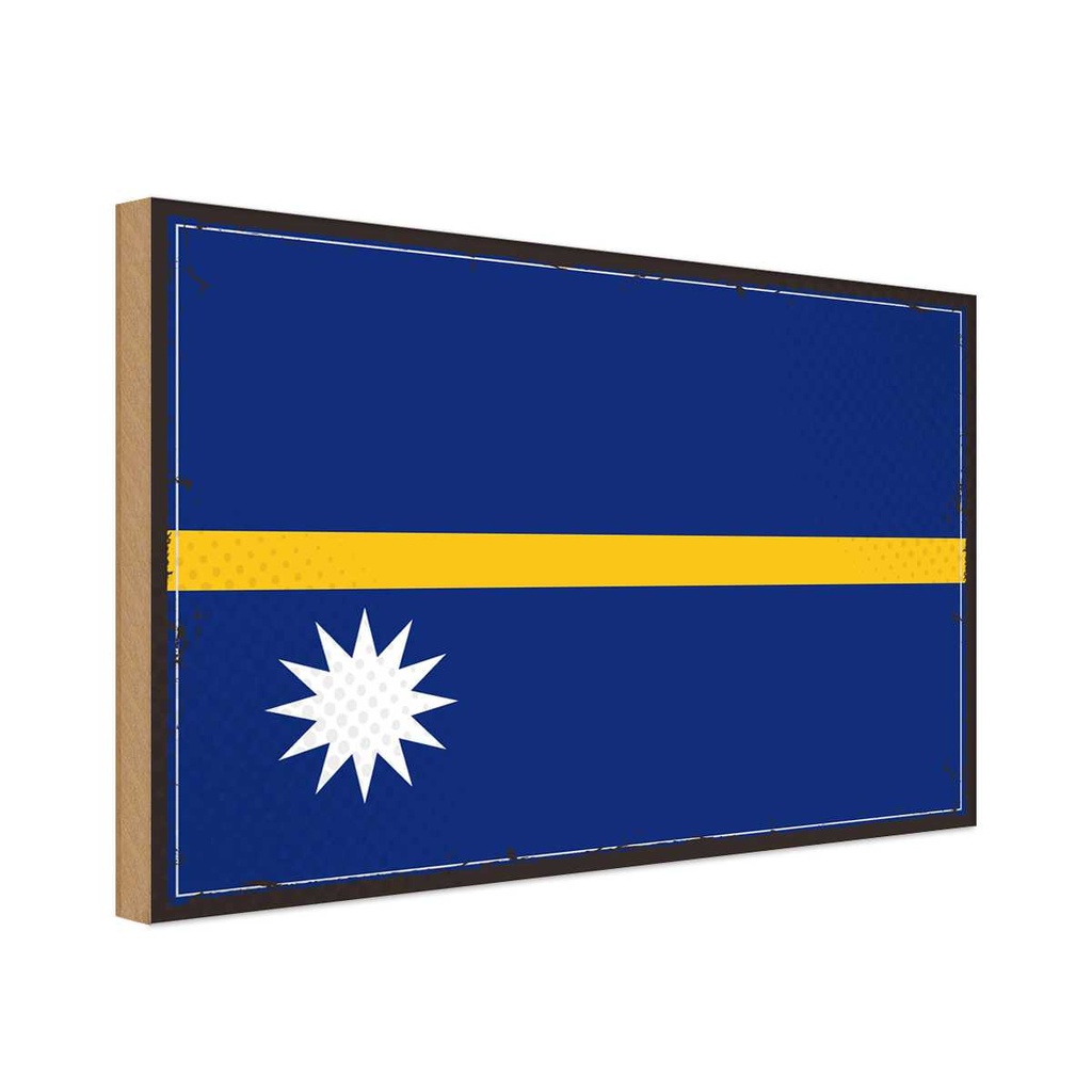 Holzschild 12x18 cm Naurus Nauru Flagge Fahne Wappen