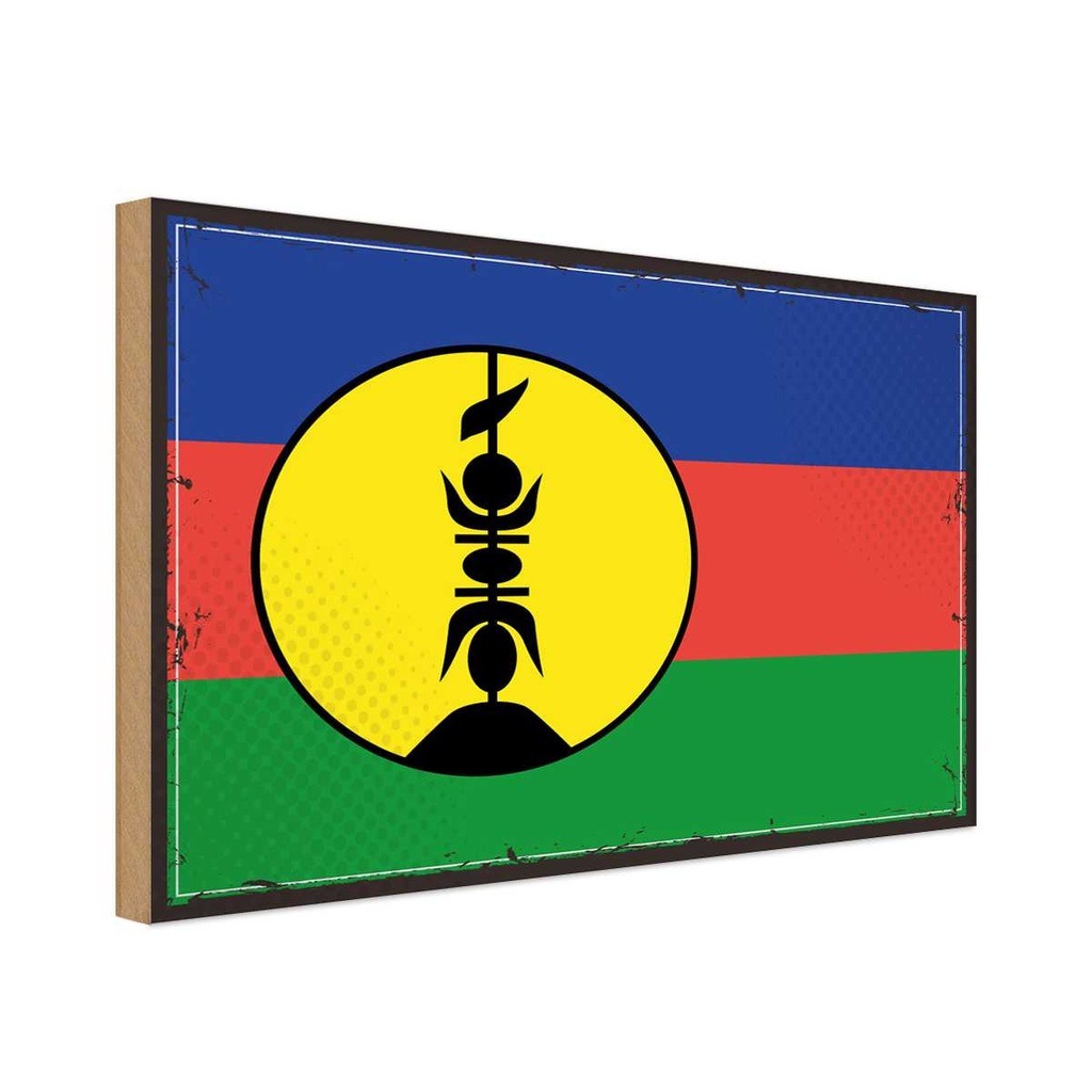 Holzschild 12x18 cm Neukaledonien Flagge Fahne Wappen