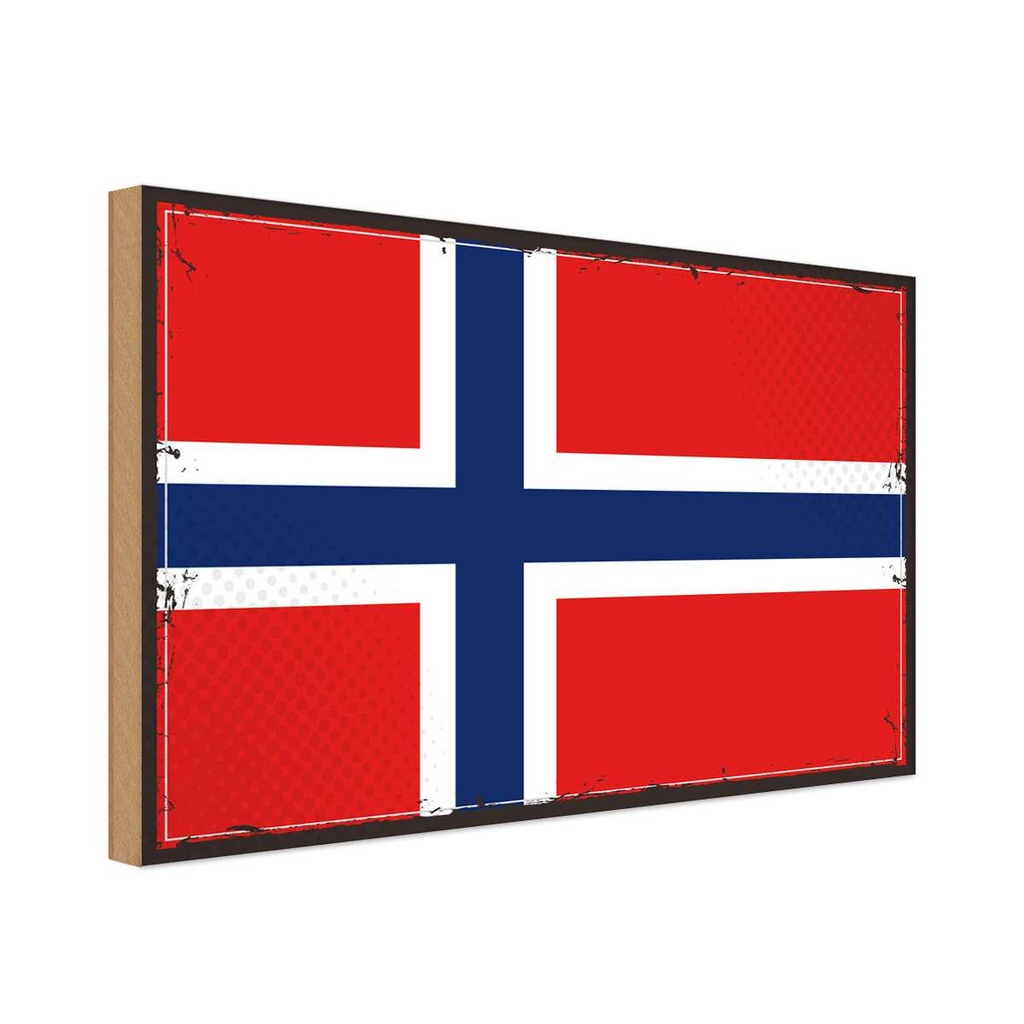 Holzschild 12x18 cm Norwegens Norway Flagge Fahne Wappen