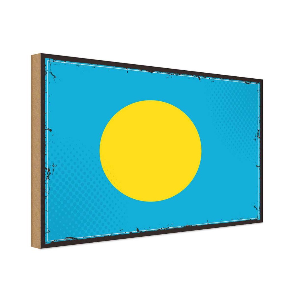 Holzschild 12x18 cm Palaus Palau Flagge Fahne Wappen