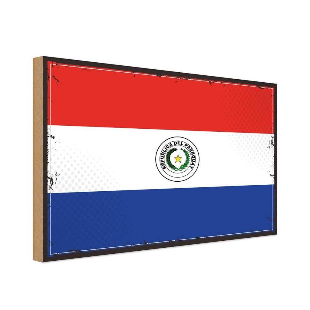 Holzschild 12x18 cm Paraguays Paraguay Flagge Fahne Wappen