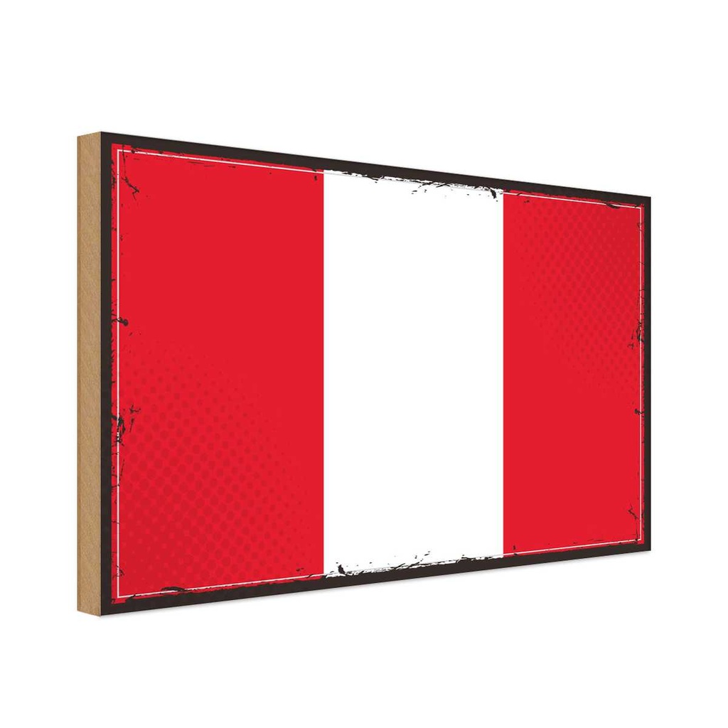 Holzschild 12x18 cm Perus Peru Flagge Fahne Wappen