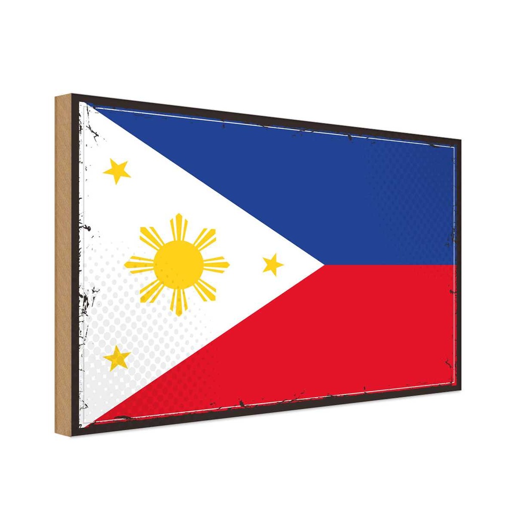 Holzschild 12x18 cm Philippinen Philippines Flagge Fahne Wappen