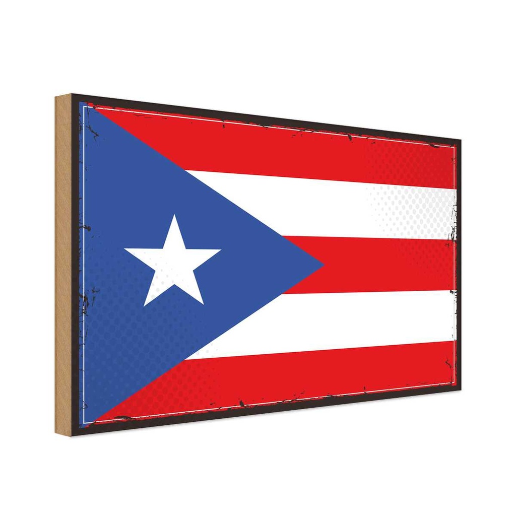 Holzschild 12x18 cm Puerto Ricos Rico Flagge Fahne Wappen