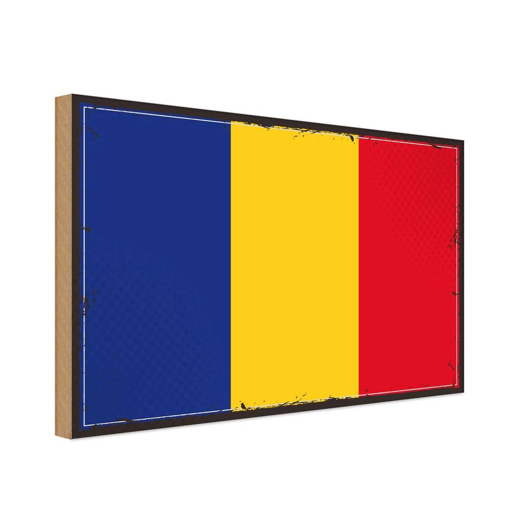 Holzschild 12x18 cm Rumäniens Romania Flagge Fahne Wappen