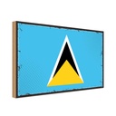 Holzschild 12x18 cm Saint Lucias Lucia Flagge Fahne Wappen