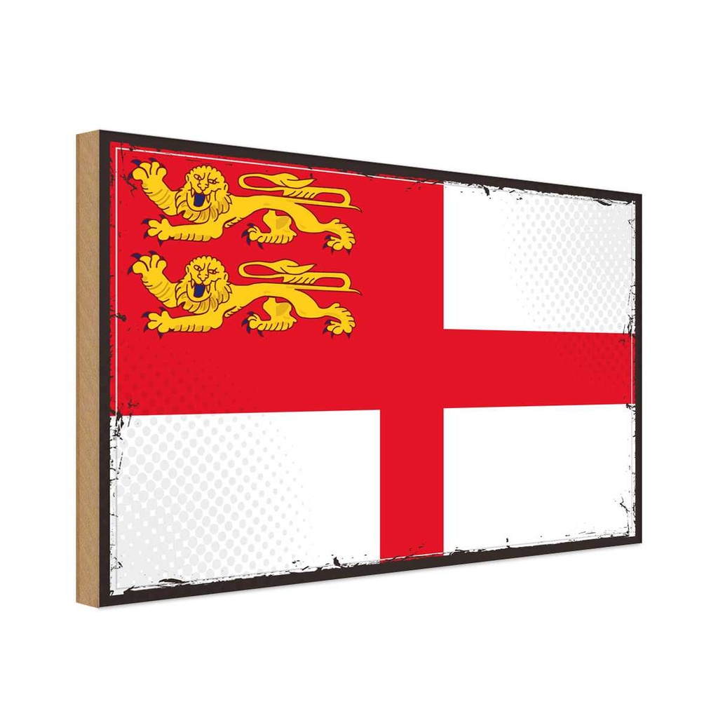 Holzschild 12x18 cm Sark Flagge Fahne Wappen