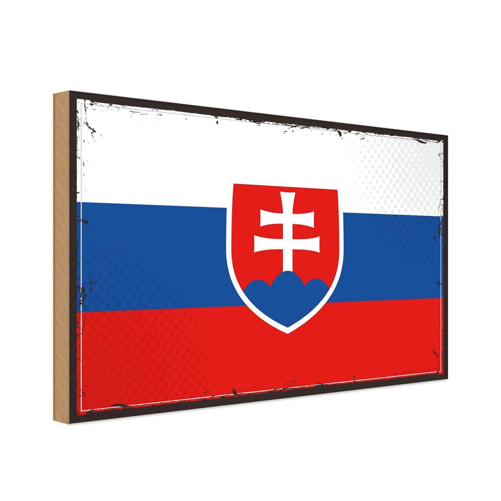 Holzschild 12x18 cm Slowakei Slovakia Flagge Fahne Wappen