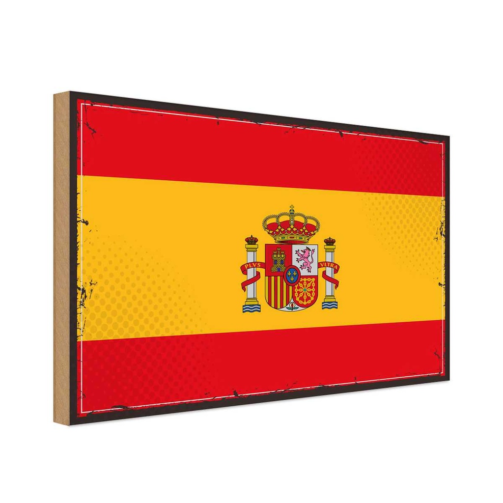 Holzschild 12x18 cm Spaniens Spain Flagge Geburtstag Feiern Party