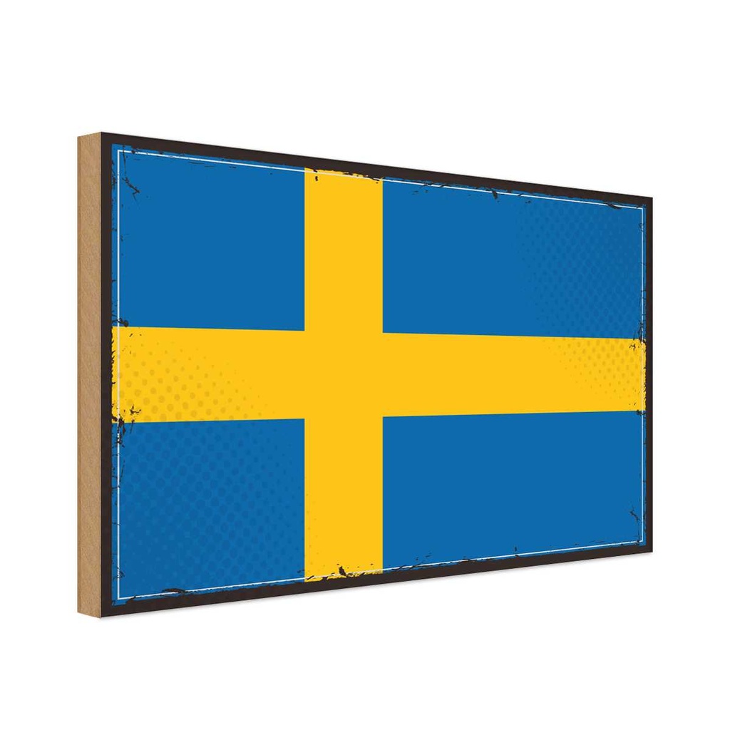 Holzschild 12x18 cm Schwedens Sweden Flagge Fahne Wappen