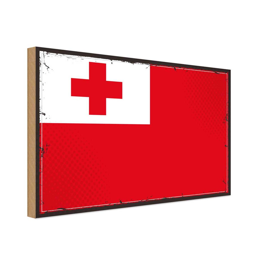 Holzschild 12x18 cm Tongas Tonga Flagge Fahne Wappen