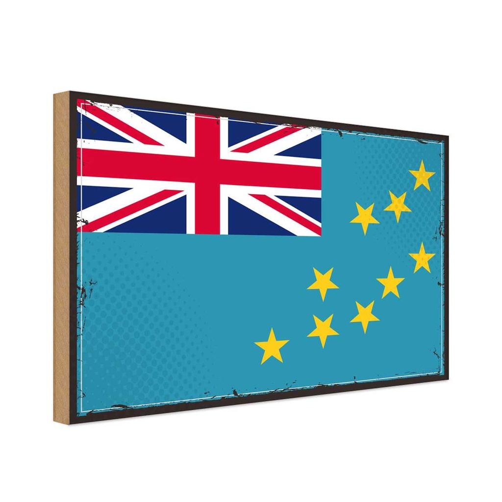 Holzschild 12x18 cm Tuvalus Tuvalu Flagge Fahne Wappen