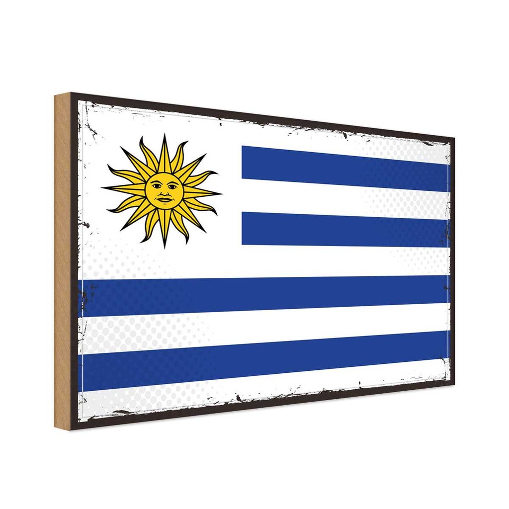 Holzschild 12x18 cm Uruguays Uruguay Flagge Fahne Wappen