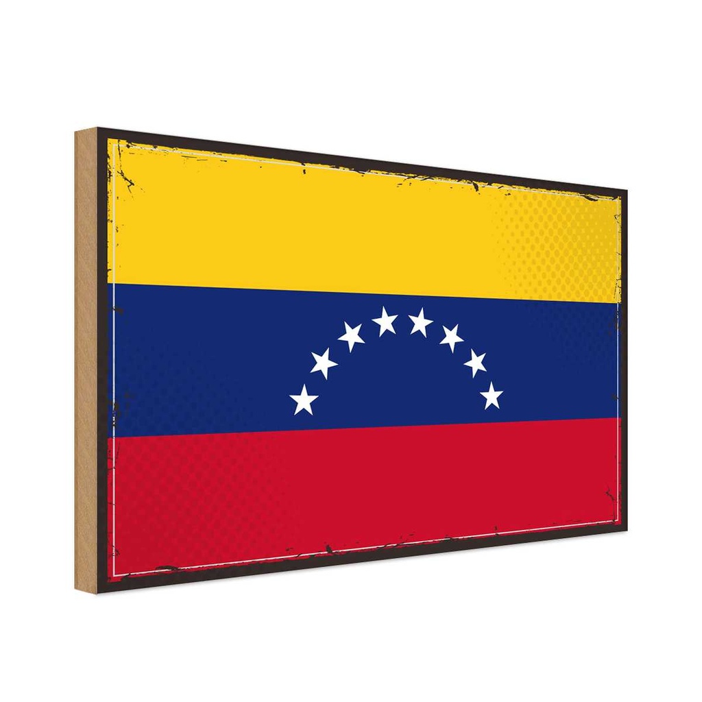 Holzschild 12x18 cm Venezuelas Venezuela Flagge Fahne Wappen