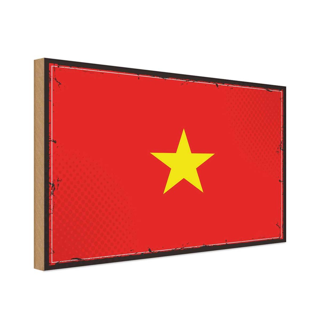 Holzschild 12x18 cm Vietnams Vietnam Flagge Fahne Wappen