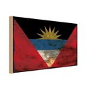 Holzschild 12x18 cm Antigua und Barbuda Rost Flagge Fahne Wappen