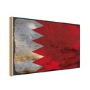 Holzschild 12x18 cm Bahrain Rost Flagge Fahne Wappen