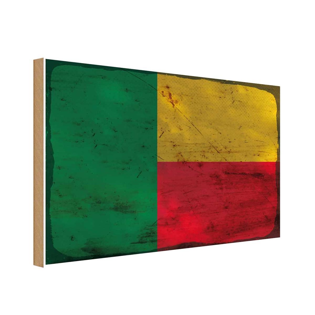Holzschild 12x18 cm Benin Rost Flagge Fahne Wappen