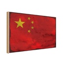 Holzschild 12x18 cm China Rost Flagge Fahne Wappen