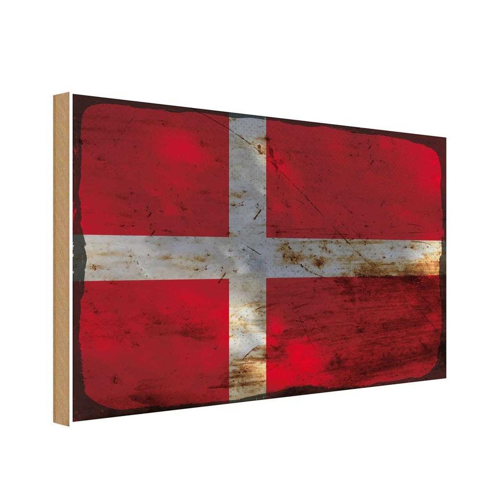 Holzschild 12x18 cm Dänemark Denmark Rost Flagge Fahne Wappen
