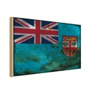 Holzschild 12x18 cm Fidschi Fiji Rost Flagge Fahne Wappen