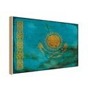 Holzschild 12x18 cm Kasachstan Kazakhstan Rost Flagge Fahne Wappen