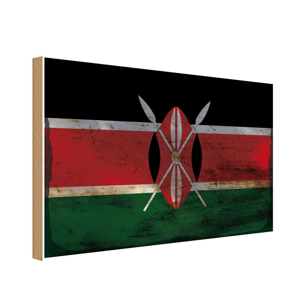 Holzschild 12x18 cm Kenia Kenya Rost Flagge Geburtstag Feiern Party