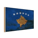 Holzschild 12x18 cm Kosovo Rost Flagge Fahne Wappen