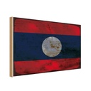 Holzschild 12x18 cm Laos Rost Flagge Fahne Wappen