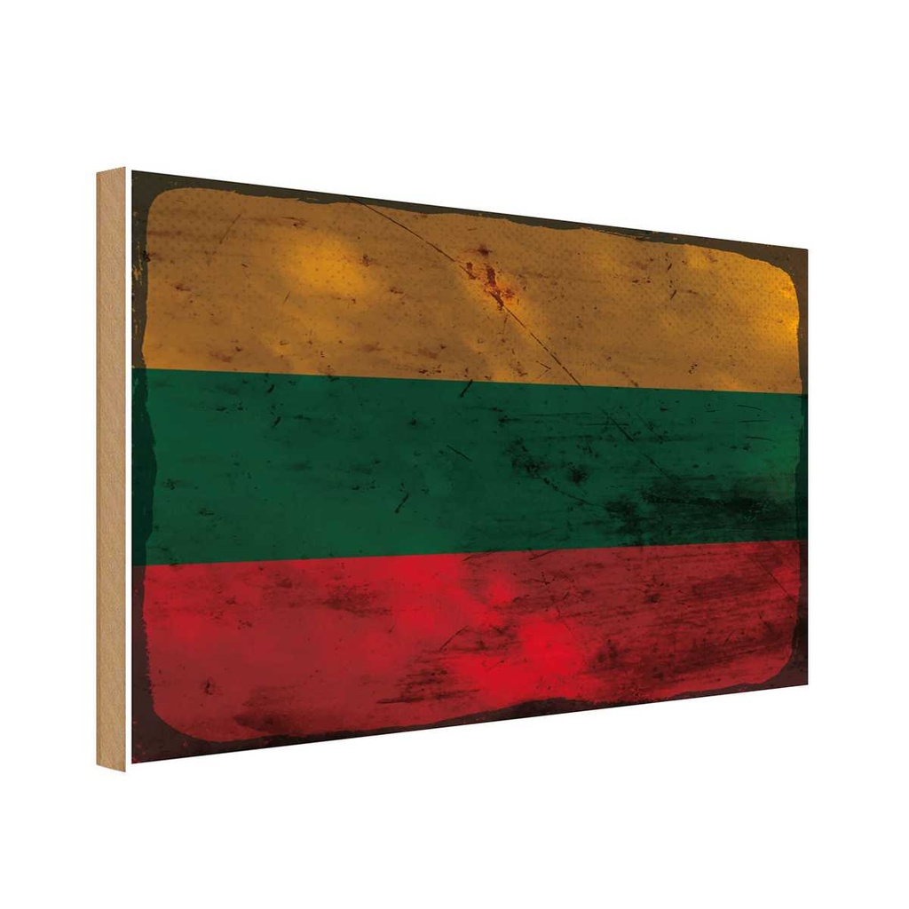 Holzschild 12x18 cm Litauen Lithuania Rost Flagge Fahne Wappen