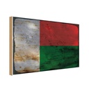 Holzschild 12x18 cm Madagaskar Madagascar Rost Flagge Fahne Wappen