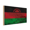 Holzschild 12x18 cm Malawi Rost Flagge Fahne Wappen
