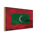 Holzschild 12x18 cm Malediven Maldives Rost Flagge Fahne Wappen