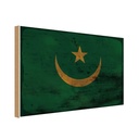 Holzschild 12x18 cm Mauretanien Mauritania Rost Flagge Fahne Wappen