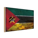 Holzschild 12x18 cm Mosambik Mozambique Rost Flagge Fahne Wappen