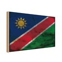 Holzschild 12x18 cm Namibia Rost Flagge Fahne Wappen