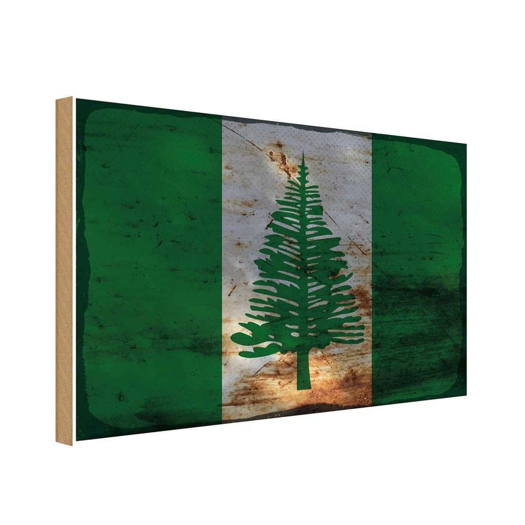 Holzschild 12x18 cm Norfolkinsel Rost Flagge Fahne Wappen