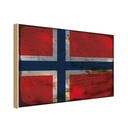 Holzschild 12x18 cm Norwegen Norway Rost Flagge Fahne Wappen